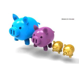 Golden Pig Family 3D Models