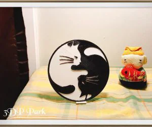 Tai Chi Cat With Holder 太極貓 3D Models