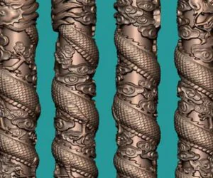 Fine Dragon Spiral Pillar 3D Models