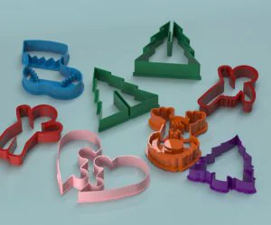 Merry Christmas Cookie Cutters Collection 3D Models
