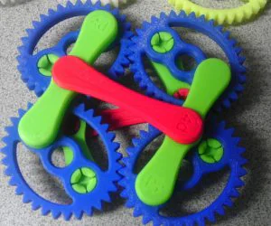 Elliptical Gear Set With Connecting Links. 3D Models