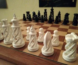 Spiral Chess Set With Hollow Base 3D Models