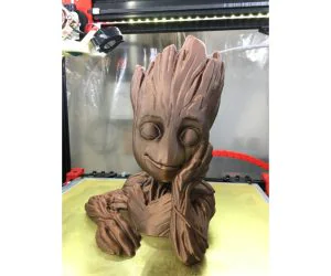 Groot Planter Less Supports Cleaner Print Drain Hole 3D Models