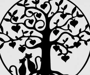 Happy Cats Under A Tree Pendant 3D Models