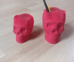 Wireframe Skull Pencil Holder Full Background 3D Models