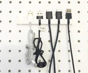 Usb Cable Holder 6 Cables For Pegboard 3D Models
