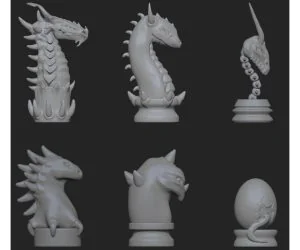Dragon Chess Set 3D Models
