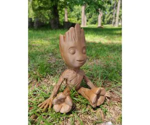 Sitting Smiling Baby Groot Smoothed Solidified Reinforced 3D Models