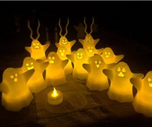 13 Halloween Ghosts With Led Tea Light 3D Models