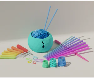 Complete Knitting And Crochet Set 3D Models