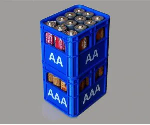 Beer Crate Battery Holder Aaaaa Stackable Plus Letters 3D Models