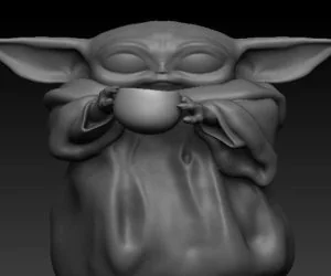 Baby Yoda With Soup Cup 3D Models