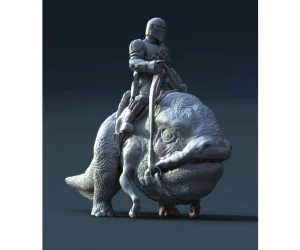 Mando Riding A Blurrg From The Show “The Mandalorian” 3D Models
