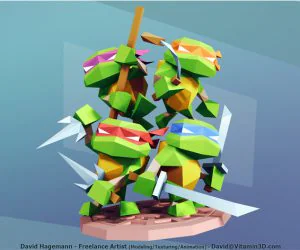 Low Poly Teenage Mutant Ninja Turtles 3D Models