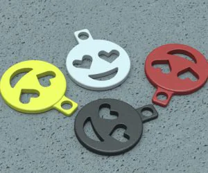 Heart Eyes Emoji Keychain Addon 3D Models