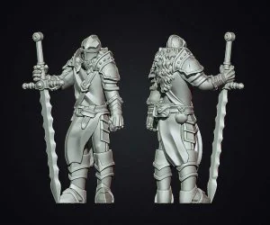 Fantasy Medieval Knight With Great Sword 3D Models