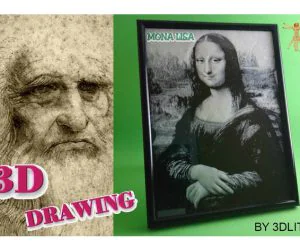 Drawing 3Ddibujo 3D Mona Lisa Leonardo Da Vinci 3D Models