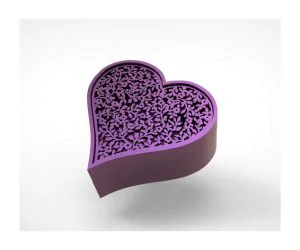 Flower Depiction In Heart Shape Case 3D Models