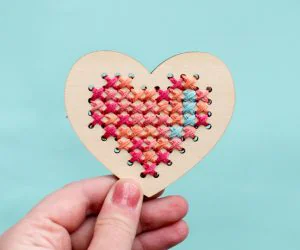 Laser Cut Embroidered Heart 3D Models