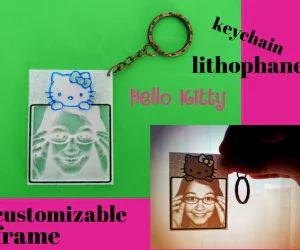 Hello Kitty Customizable Frame Lithophane 3D Models