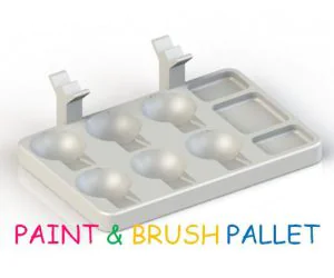 Paint Pallet With Brush Holder 3D Models