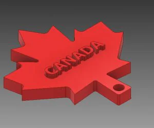 Embossed Canadian Maple Leaf Flag Keychain 3D Models