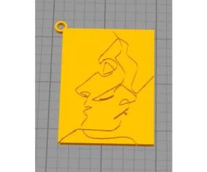 Picasso Kissing Line Drawing Keychain 3D Models