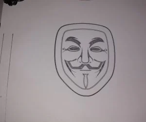 V For Vendetta Mask Gcode Drawing For Pen Adapter 3D Models