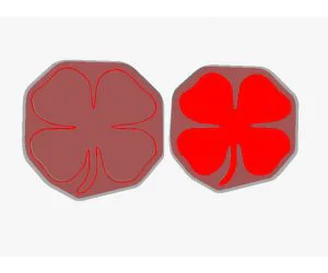 Four Leaf Clover Stamps Hollow And Solid 3D Models