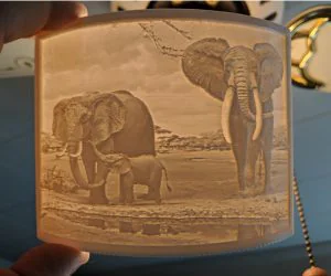 Elephant Lithophane Curved. 3D Models