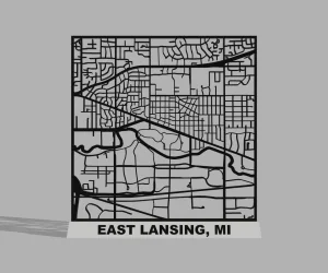 East Lansing Standing Map 3D Models