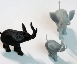 Supportless Low Poly Elephant Figurine 3D Models