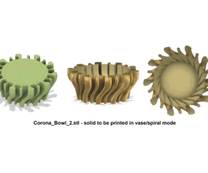 Corona Bowl Spiral Vase Mode 3D Models