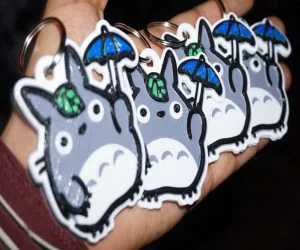 Totoro Holding Umbrella 5 Color Keychain 3D Models