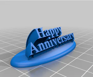 Happy Anniversary Sweeping Text Model 3D Models