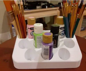 Acrylic Paint And Brush Holder 3D Models
