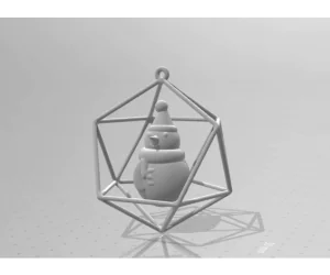 Christmas Holiday Decoration: Snowman In Icosahedron 3D Models
