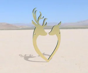 Deer Couple Heart Necklace 3D Models