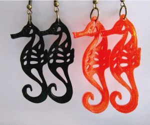 Boucles D’Oreille Hippocampe Seahorse Earrings 3D Models